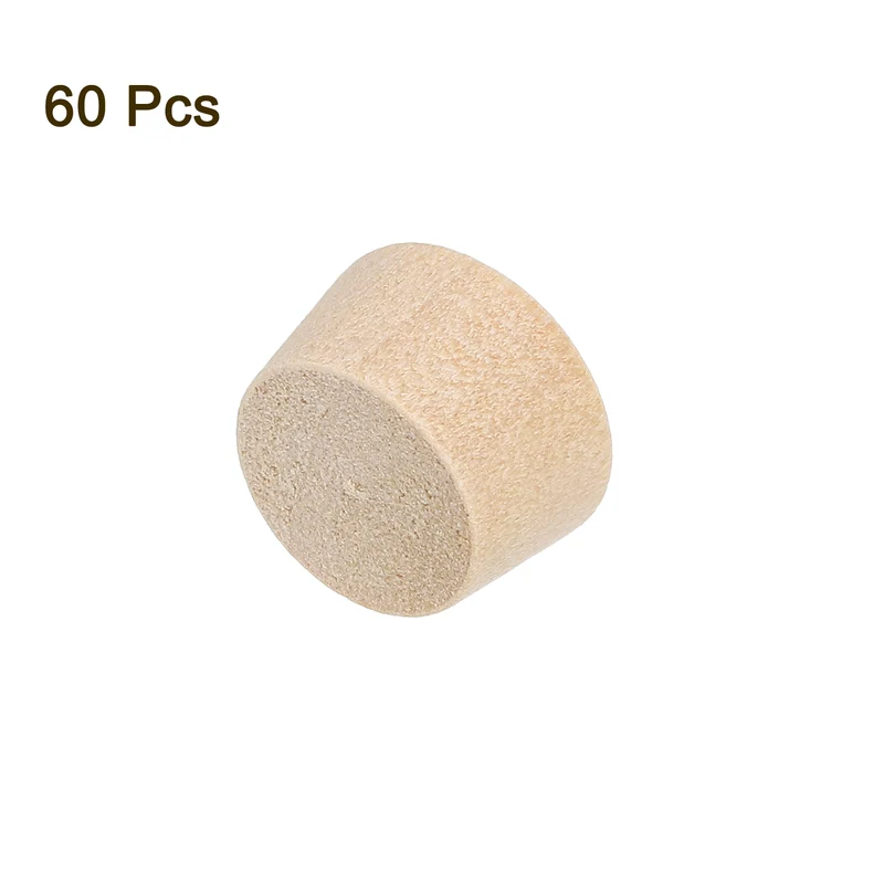 60Pcs Wood Button Plugs, 11.5mm/0.45" Hardwood Screw Hole Plug for Woodworking