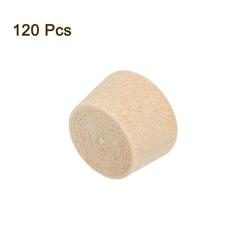 120Pcs Wood Button Plugs, 11mm/0.43" Hardwood Screw Hole Plug for Woodworking