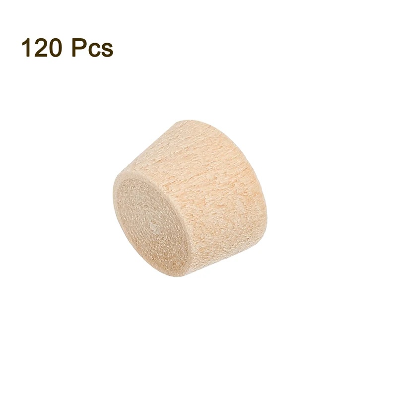 120Pcs Wood Button Plugs, 10mm/0.39" Hardwood Screw Hole Plug for Woodworking