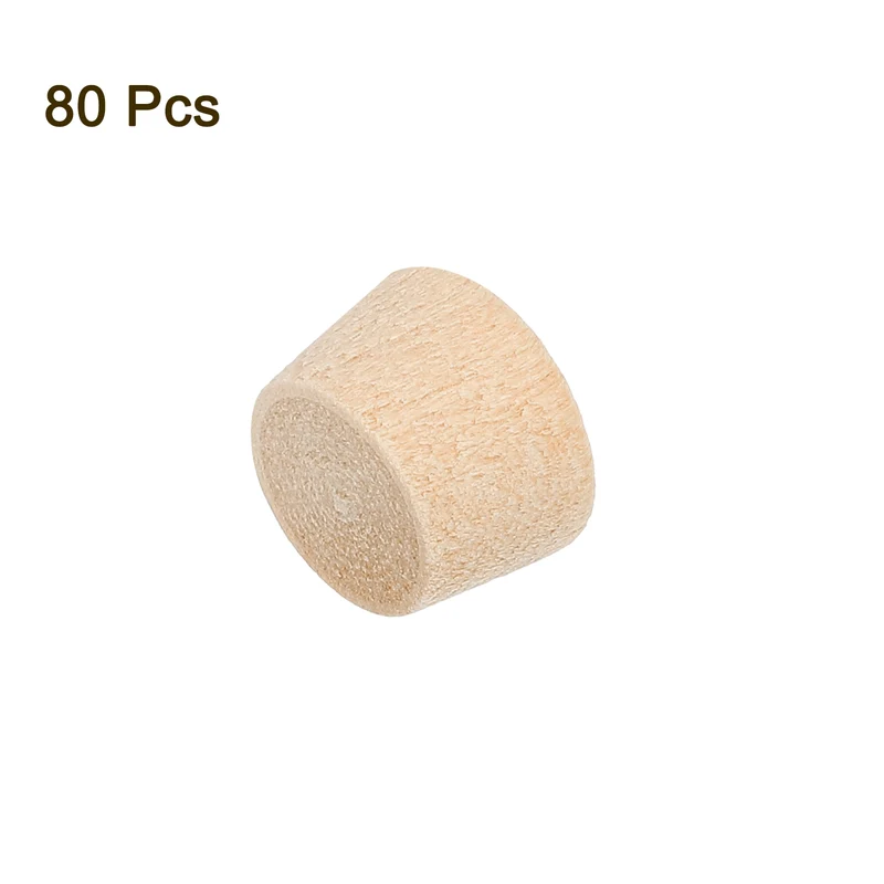 80Pcs Wood Button Plugs, 10mm/0.39" Hardwood Screw Hole Plug for Woodworking