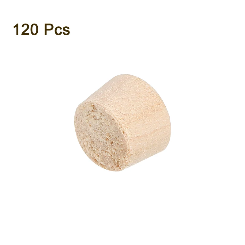 120Pcs Wood Button Plugs, 9.5mm/0.37" Hardwood Screw Hole Plug for Woodworking