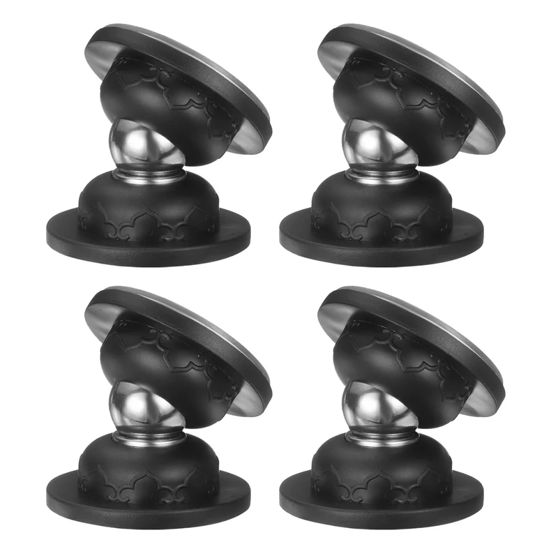 4Pcs 1.9" Magnetic Door Stoppers, Silicone Door Stop with Adhesive, Black