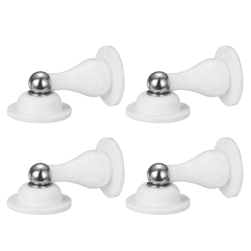 4Pcs 3.5" Magnetic Door Stoppers, Silicone Door Stop with Adhesive, White