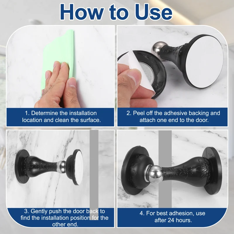 4Pcs 3.5" Magnetic Door Stoppers, Silicone Door Stop with Adhesive, White
