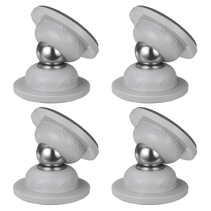 4Pcs 1.9" Magnetic Door Stoppers, Silicone Door Stop with Adhesive, Gray