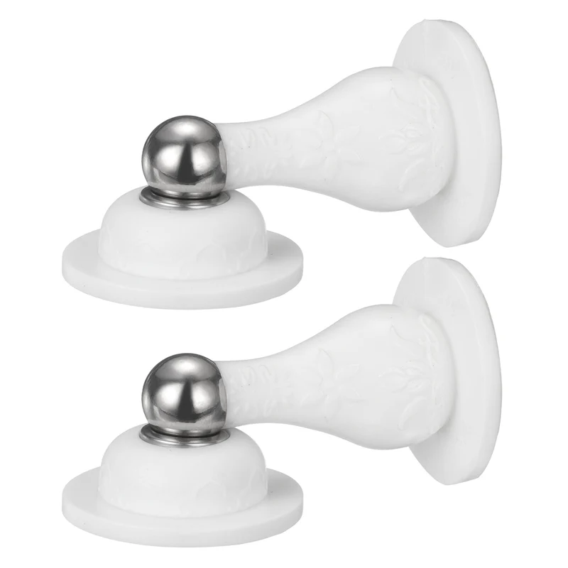 2Pcs 3.5" Magnetic Door Stoppers, Silicone Door Stop with Adhesive, White