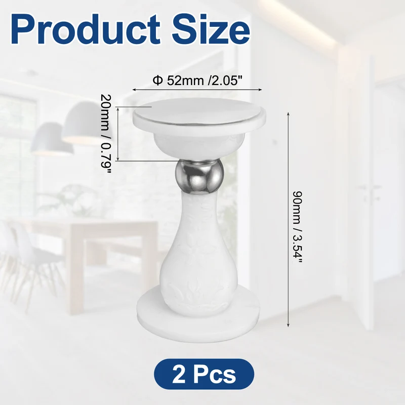 2Pcs 3.5" Magnetic Door Stoppers, Silicone Door Stop with Adhesive, White