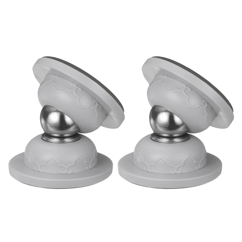 2Pcs 1.9" Magnetic Door Stoppers Silicone Door Stop with Adhesive Gray