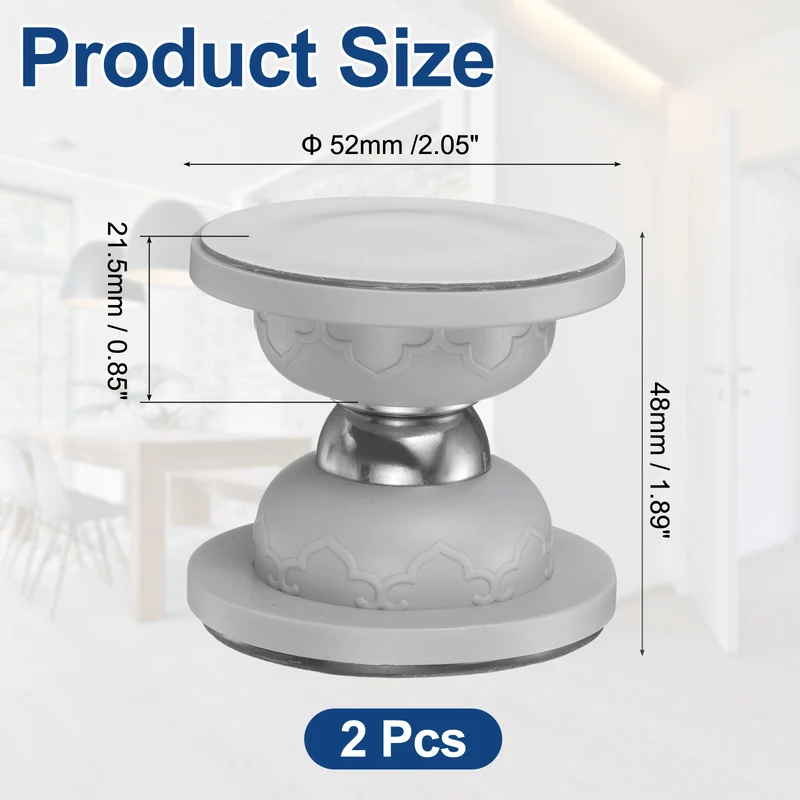 2Pcs 1.9" Magnetic Door Stoppers Silicone Door Stop with Adhesive Gray