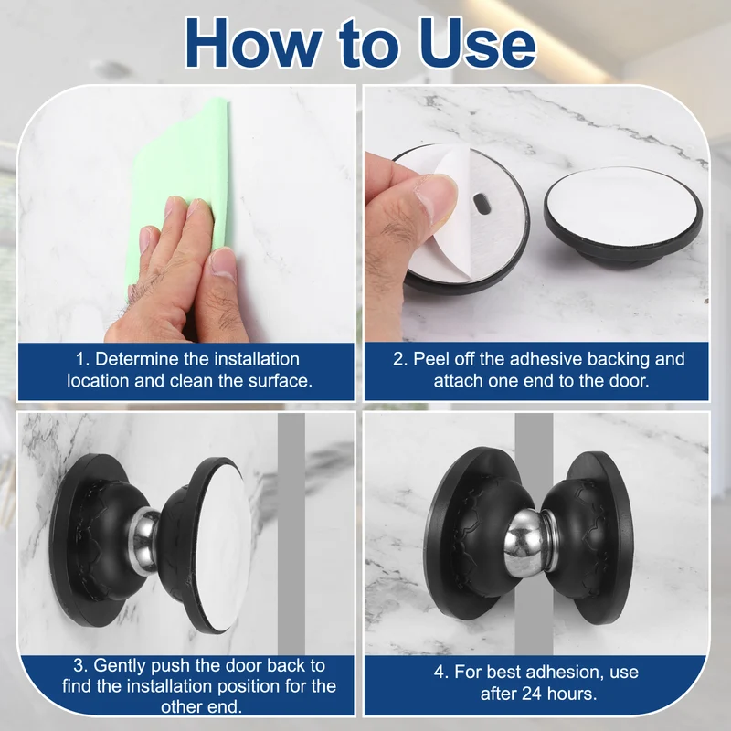 2Pcs 1.9" Magnetic Door Stoppers Silicone Door Stop with Adhesive Gray