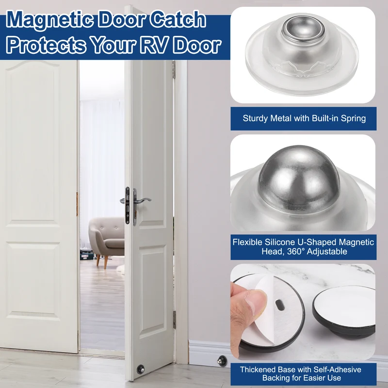 2Pcs 1.9" Magnetic Door Stoppers Silicone Door Stop with Adhesive Transparent