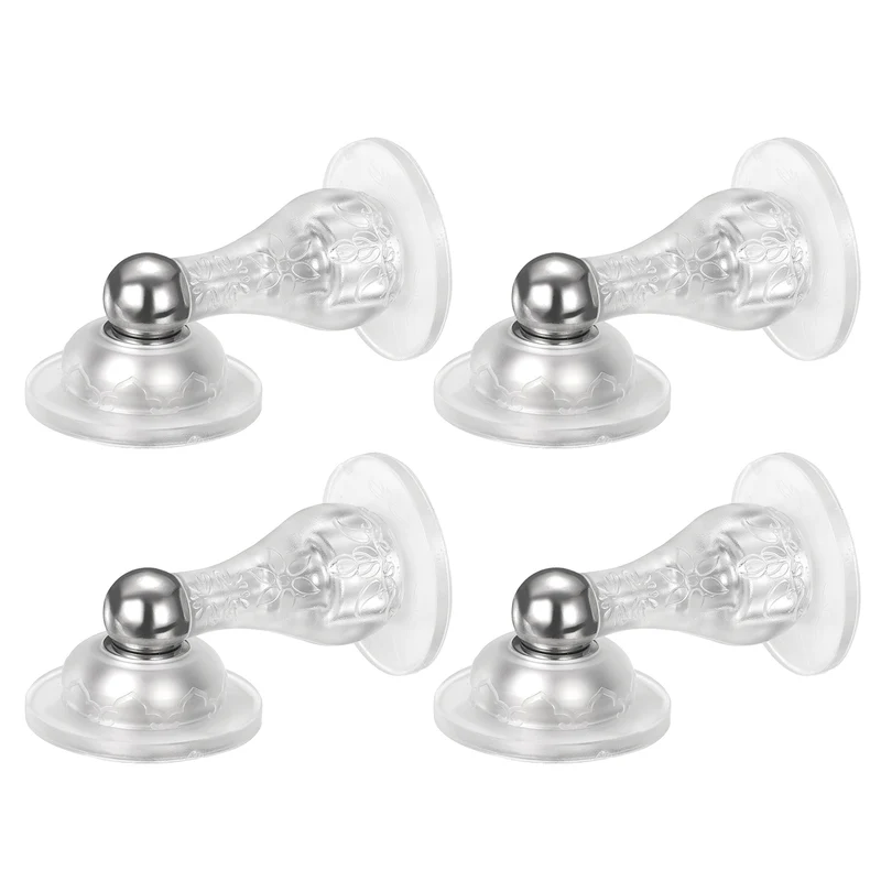 4Pcs 3.5" Magnetic Door Stoppers, Silicone Door Stop with Adhesive, Transparent