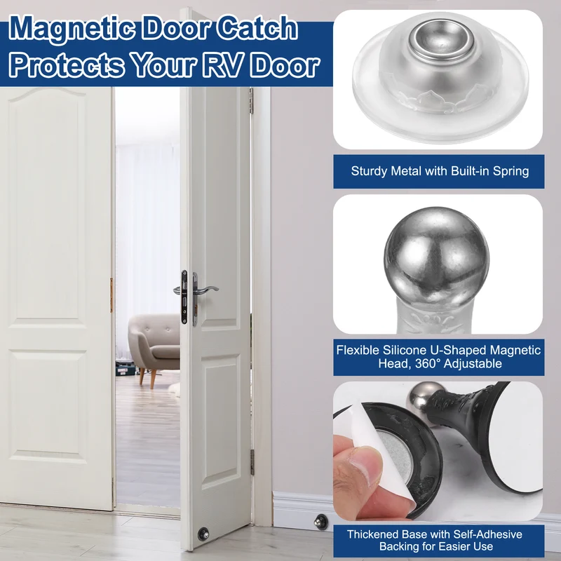 4Pcs 3.5" Magnetic Door Stoppers, Silicone Door Stop with Adhesive, Transparent