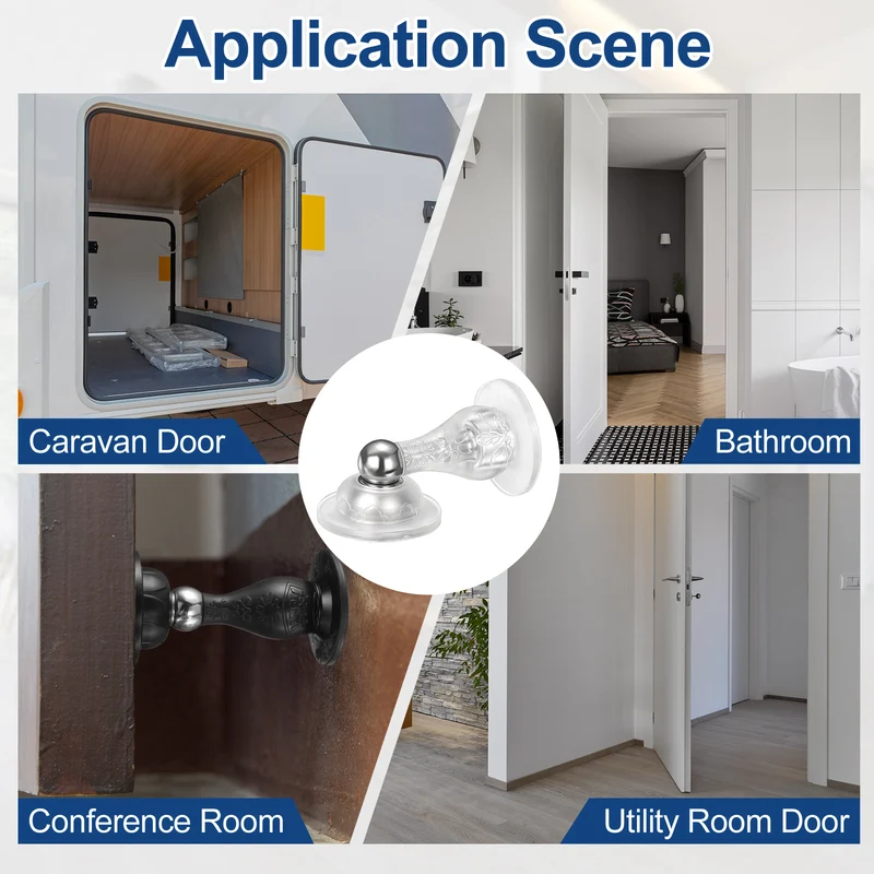 4Pcs 3.5" Magnetic Door Stoppers, Silicone Door Stop with Adhesive, Transparent