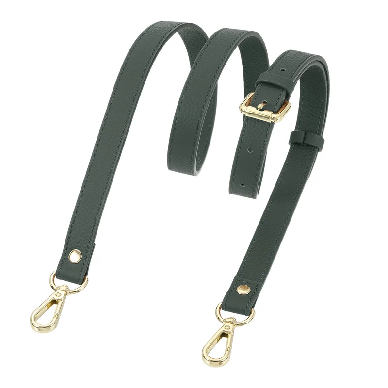 0.7" Genuine Leather Purse Strap for Bag (Almond Green, Gold Buckle)