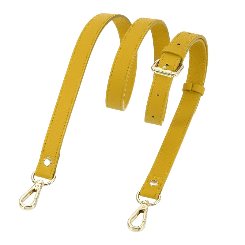 0.7" Genuine Leather Purse Strap for Bag (Earthy Yellow, Gold Buckle)