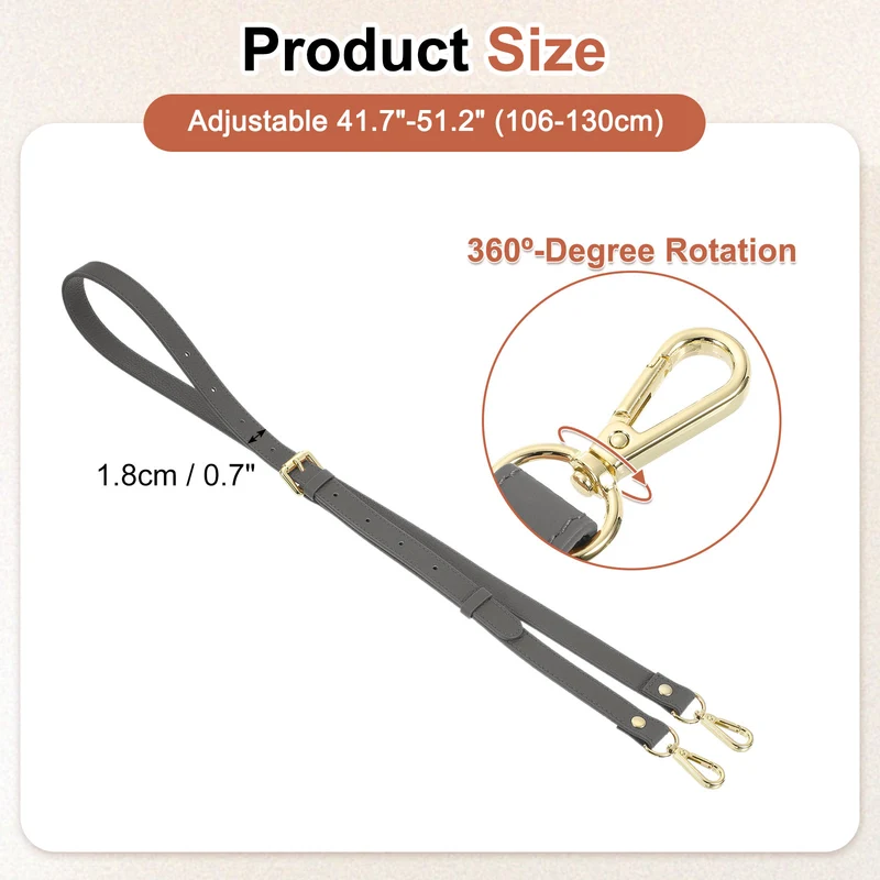 0.7" Genuine Leather Purse Strap for Bag (Dark Gray, Gold Buckle)