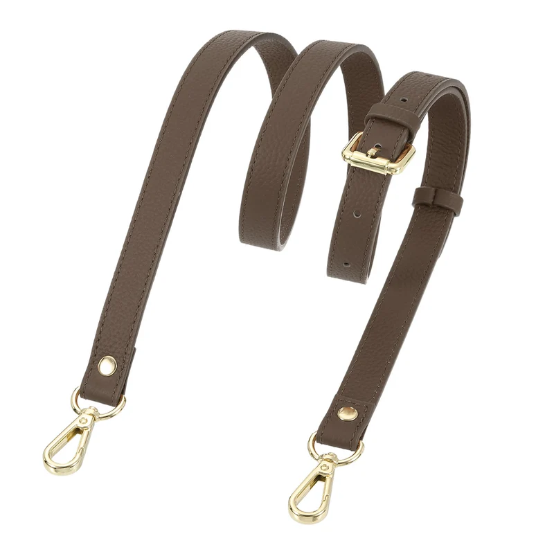 0.7" Genuine Leather Purse Strap for Bag (Khaki, Gold Buckle)