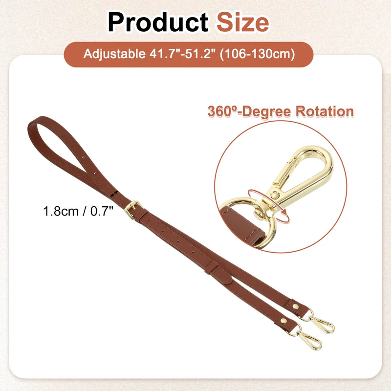 0.7" Genuine Leather Purse Strap for Bag Caramel Gold Buckle