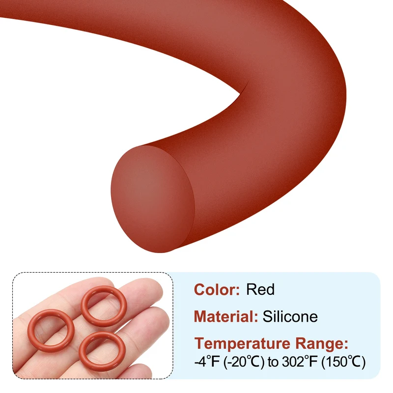 100Pcs Silicone O-Ring 22mm OD 16mm ID 3mm Width VMQ Sealing Gasket, Red