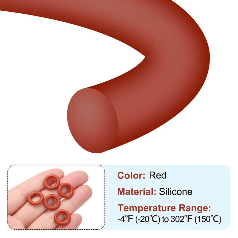 100Pcs Silicone O-Ring 15mm OD 9mm ID 3mm Width VMQ Sealing Gasket, Red