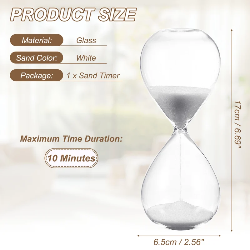 10 Minutes Sand Timer, Watch High Glass Sandglass Timer, White
