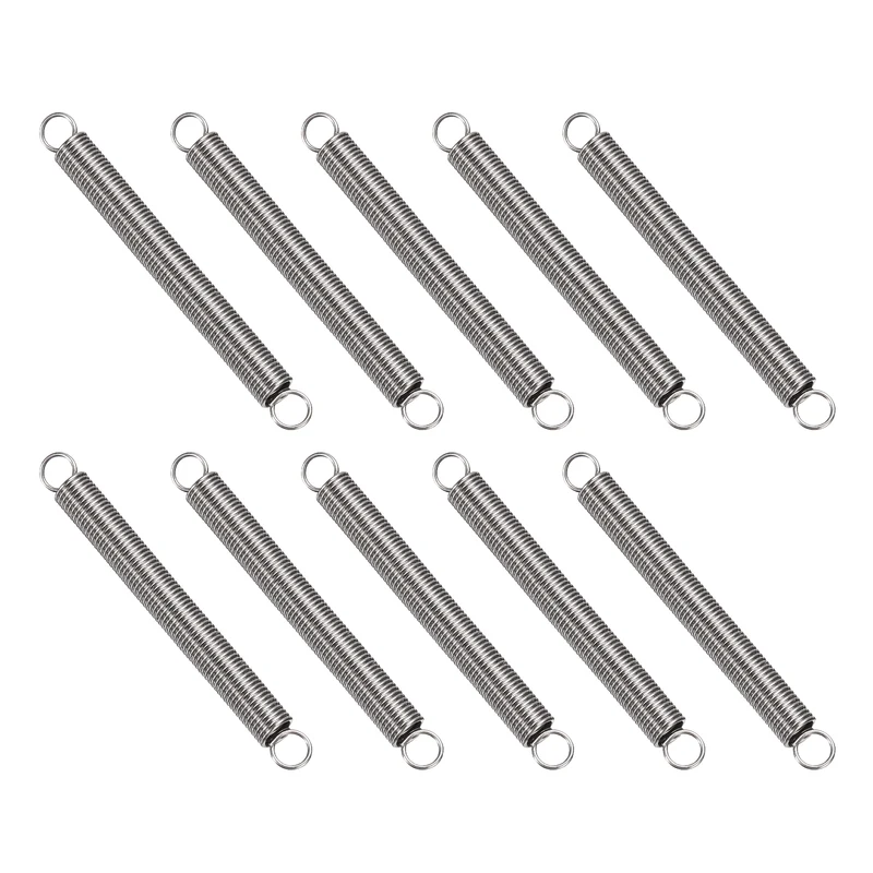 Extension Spring 10pcs Wire Dia 0.02" OD 0.16" Free Length 1.8"