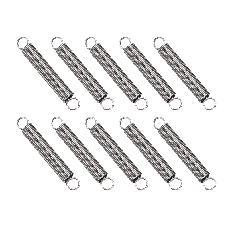Extension Spring 10pcs Wire Dia 0.02" OD 0.16" Free Length 1"
