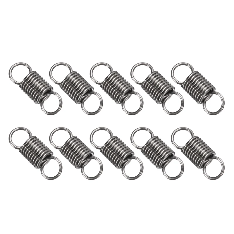 Extension Spring 10pcs Wire Dia 0.02" OD 0.16" Free Length 0.6"
