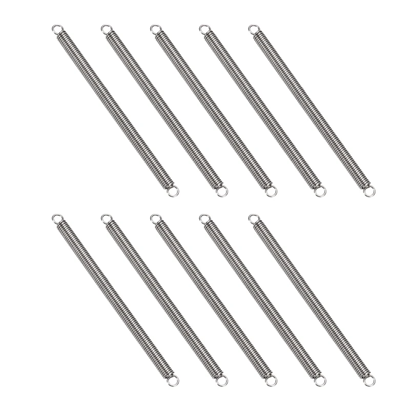Extension Spring 10pcs Wire Dia 0.02" OD 0.12" Free Length 2.2"