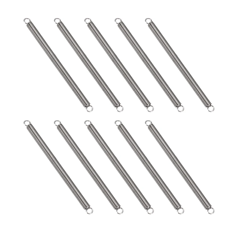 Extension Spring 10pcs Wire Dia 0.02" OD 0.12" Free Length 2"