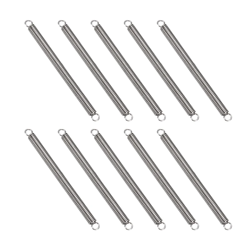 Extension Spring 10pcs Wire Dia 0.02" OD 0.12" Free Length 1.8"