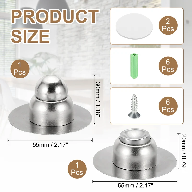1.9" Magnetic Door Stoppers Wall Floor Mounted Door Catch Holder Silver]