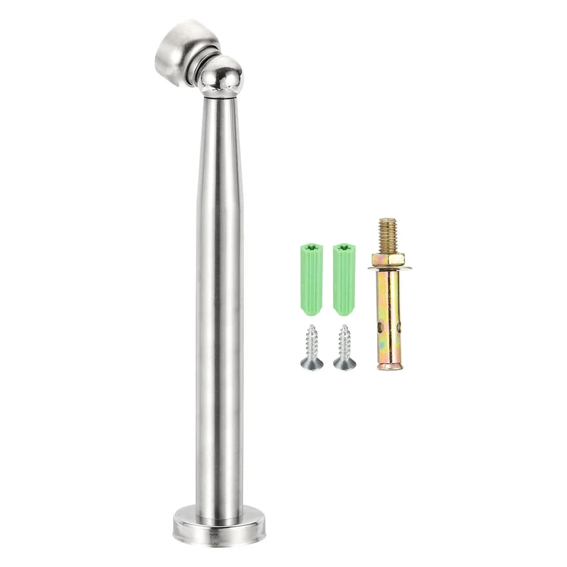 9.4" Magnetic Door Stoppers, Wall Floor Mounted Door Catch Holder, Silver