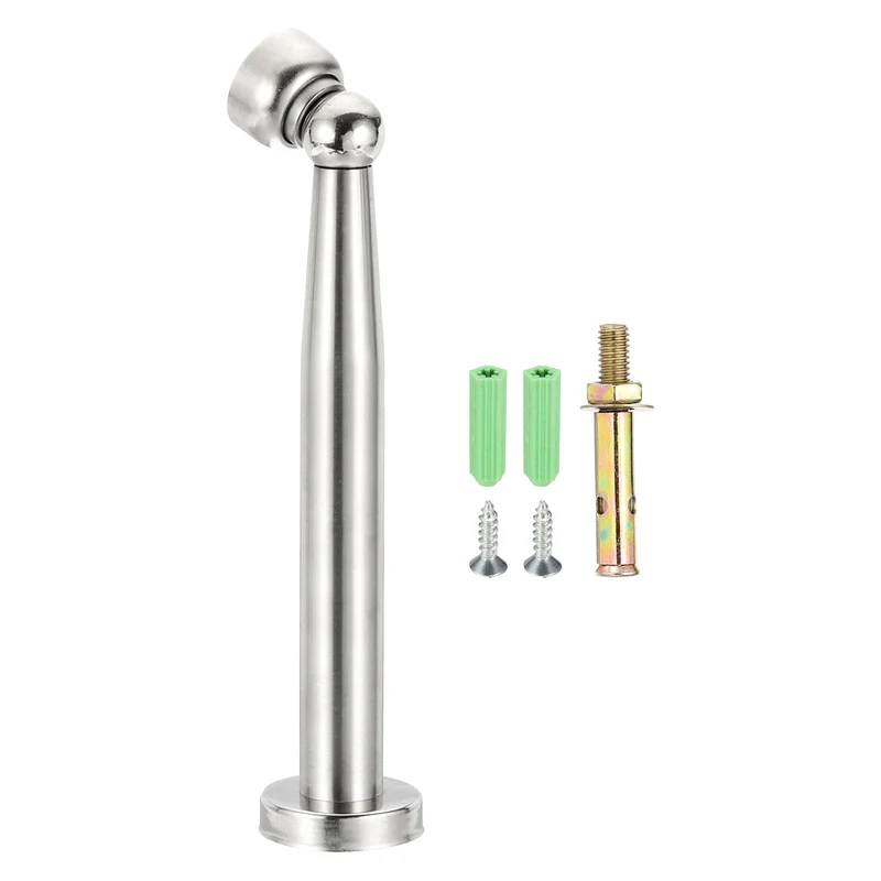 8.3" Magnetic Door Stoppers, Wall Floor Mounted Door Catch Holder, Silver