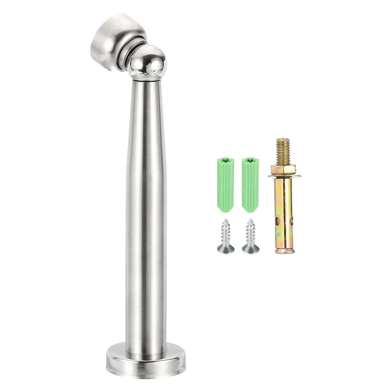 7.5" Magnetic Door Stoppers, Wall Floor Mounted Door Catch Holder, Silver