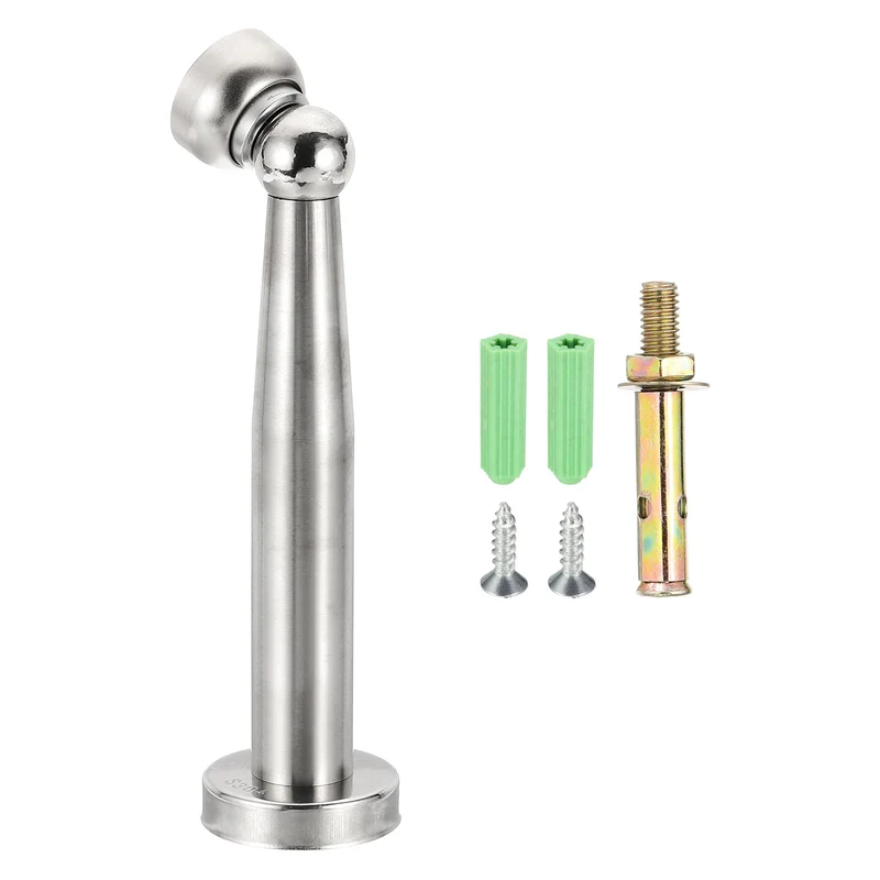 6.7" Magnetic Door Stoppers Wall Floor Mounted Door Catch Holder Silver]