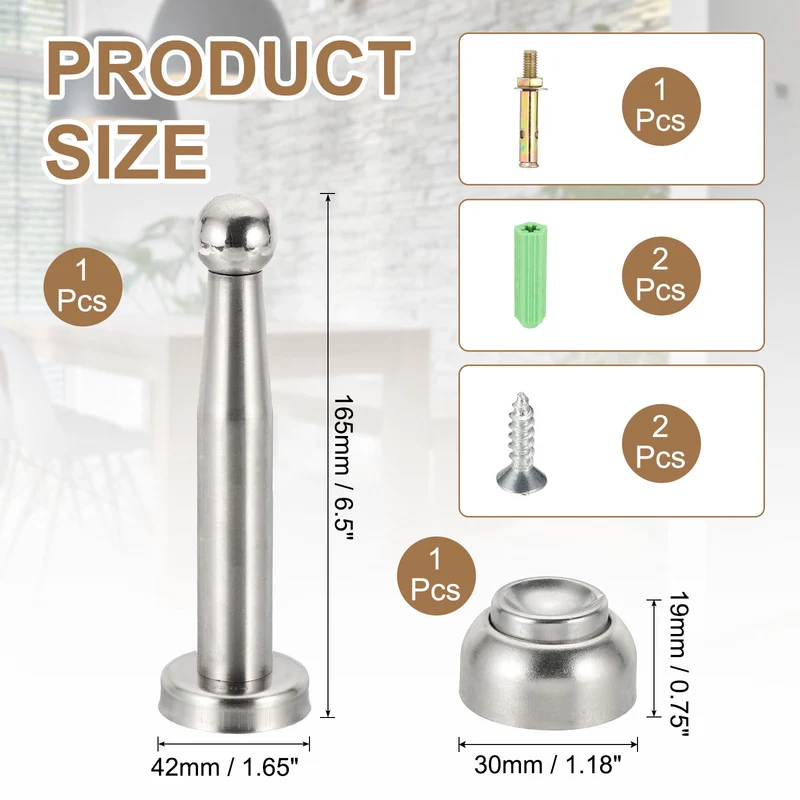 6.5" Magnetic Door Stoppers Wall Floor Mounted Door Catch Holder Silver]