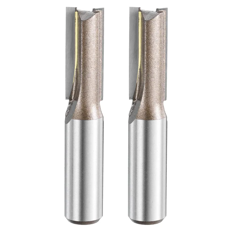 2pcs Straight Router Bit 1/2 Shank 15/32" Cutting Dia 2 Flutes 1.18" YG6 Carbide