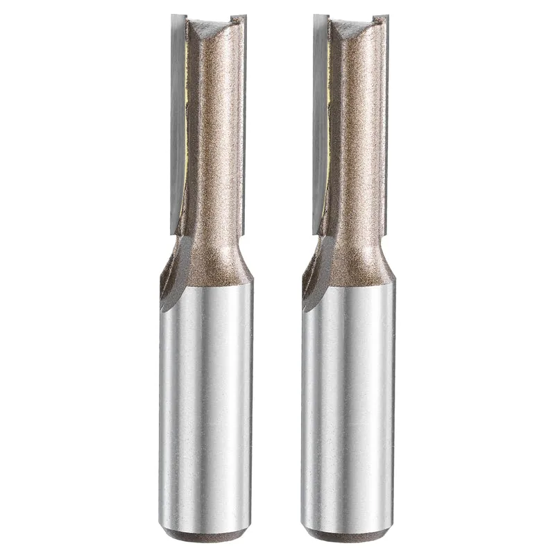 2pcs Straight Router Bit 1/2 Shank 25/64" Cutting Dia 2 Flutes 1.18" YG6 Carbide