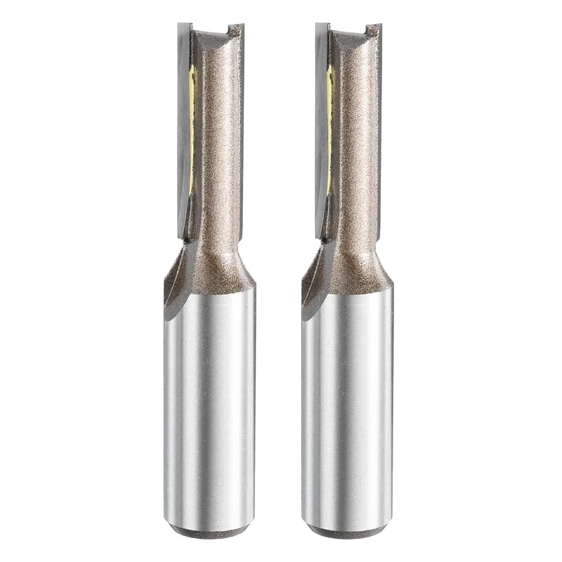 2pcs Straight Router Bit 1/2 Shank 23/64" Cutting Dia 2 Flutes 1.18" YG6 Carbide