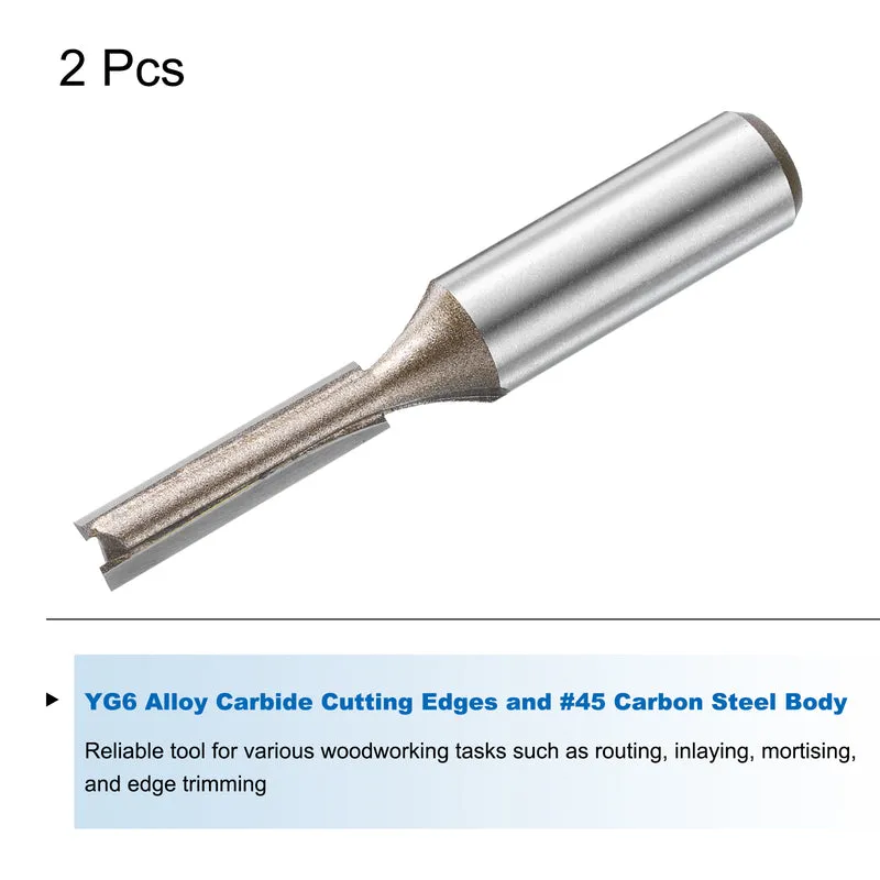 2pcs Straight Router Bit 1/2 Shank 9/32" Cutting Dia 2 Flutes 1.18" YG6 Carbide
