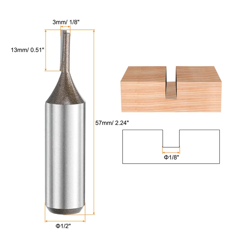 2pcs Straight Router Bit 1/2 Shank 1/8" Cutting Dia 2 Flutes 0.51" YG6 Carbide