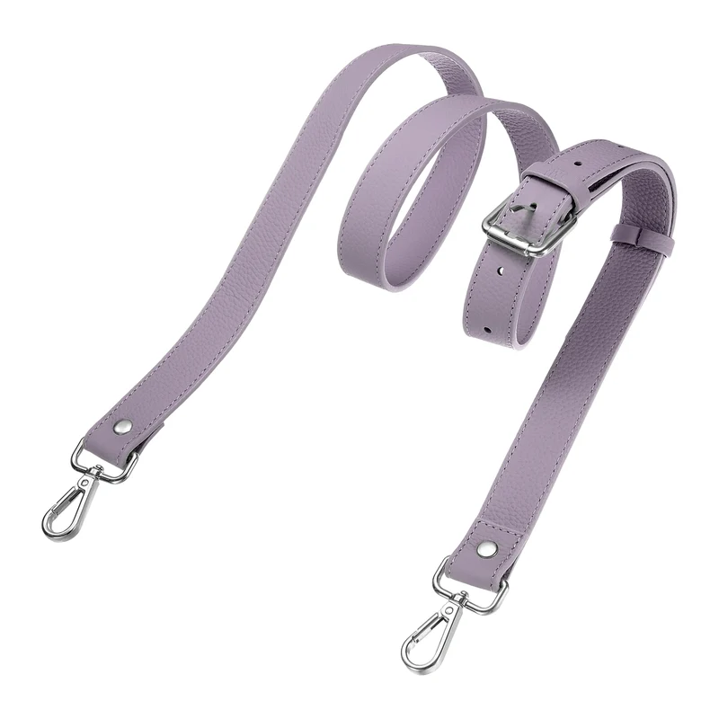 1" Genuine Leather Purse Strap for Bag (Taro Purple, Silver Buckle)