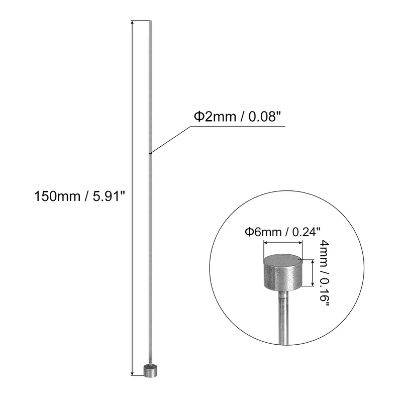 Straight Ejector Pins, 2mm Dia 65Mn Steel Round Tip Punch 150 Long 4Pcs