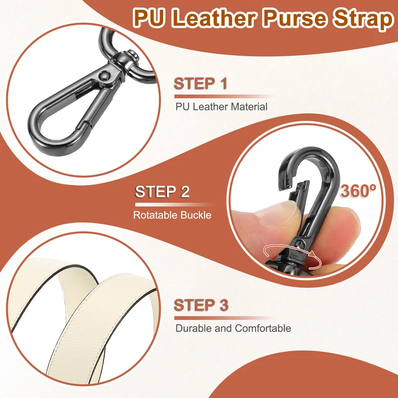 45.3" Adjustable PU Leather Purse Strap Crossbody Replacement Cream/Black