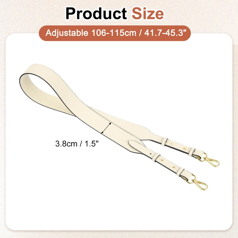 45.3" Adjustable PU Leather Purse Strap Crossbody Replacement Cream/Gold