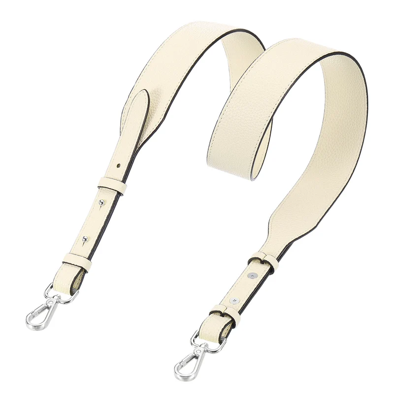 45.3" Adjustable PU Leather Purse Strap Crossbody Replacement Cream/Silver