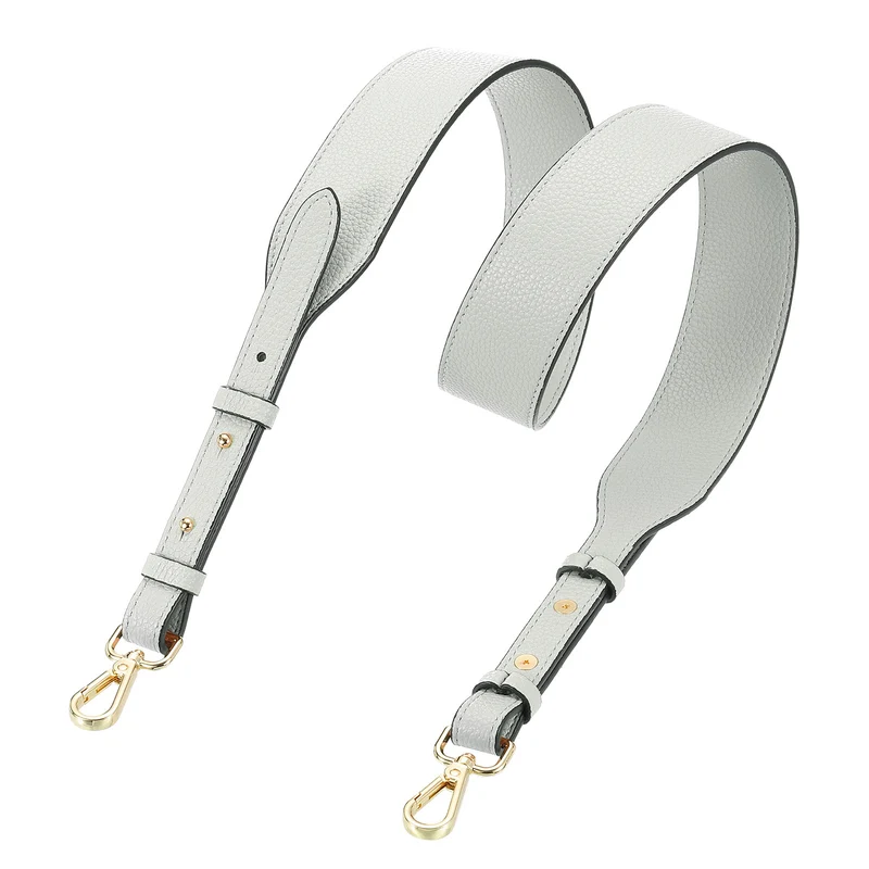 45.3" Adjustable PU Leather Purse Strap Crossbody Replacement Light Grey/Gold
