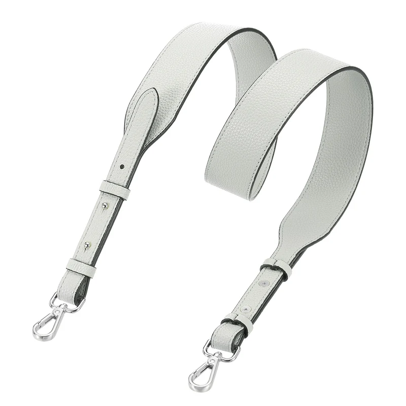 45.3" Adjustable PU Leather Purse Strap Crossbody Replacement Light Grey/Silver